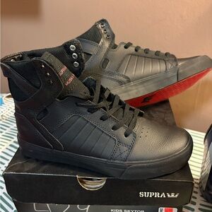 Supra Black and Red High-Top Sneakers